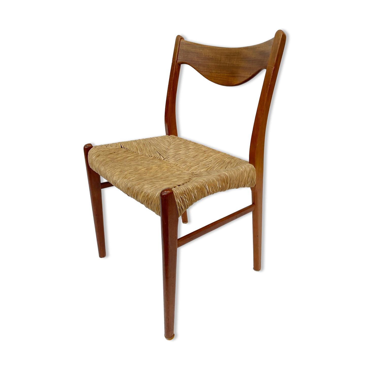Mid-century teak dining chair by Arne Wahl Iversen for Glyngøre Stolefabric