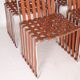 Suite de 6 chaises en cuir et chrome