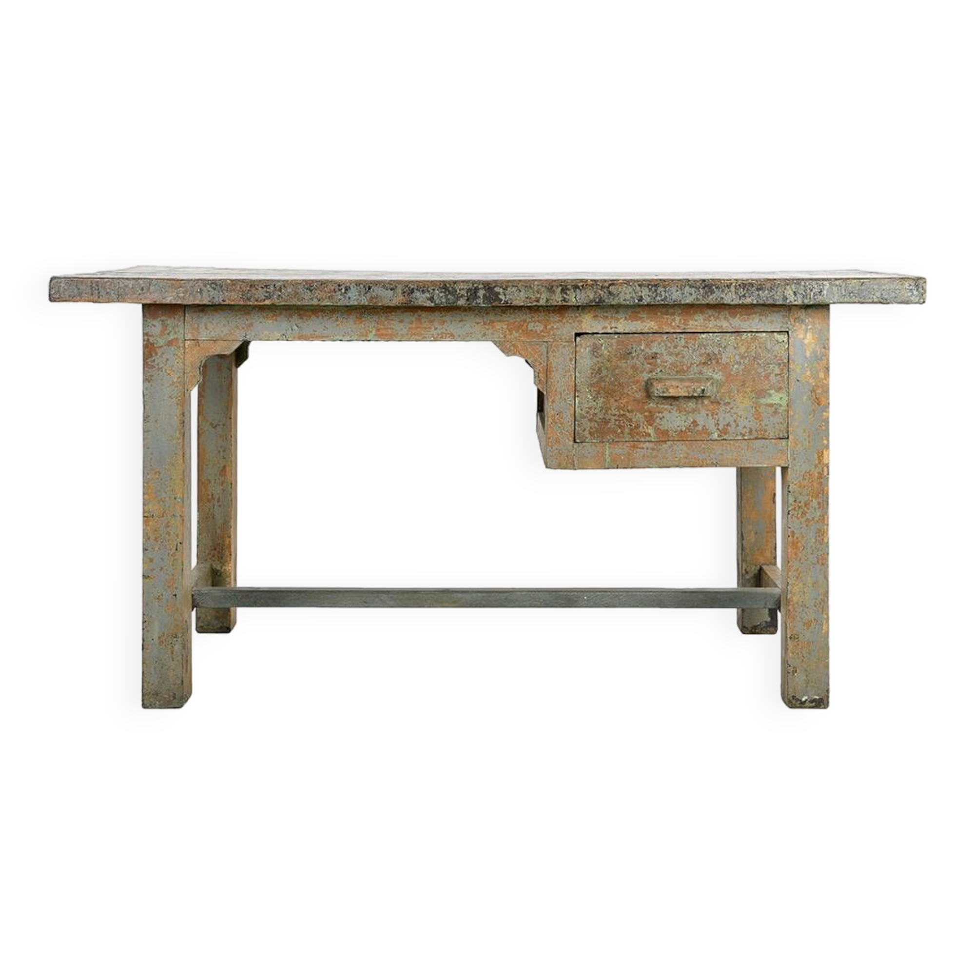 Weathered solid wood desk