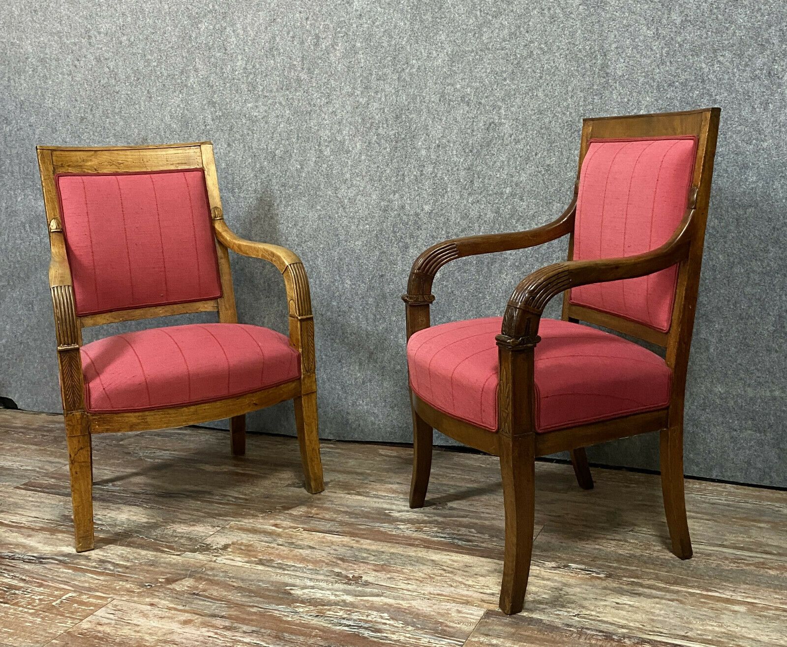 Fauteuils de bureau époque empire en acajou vers 1810  j