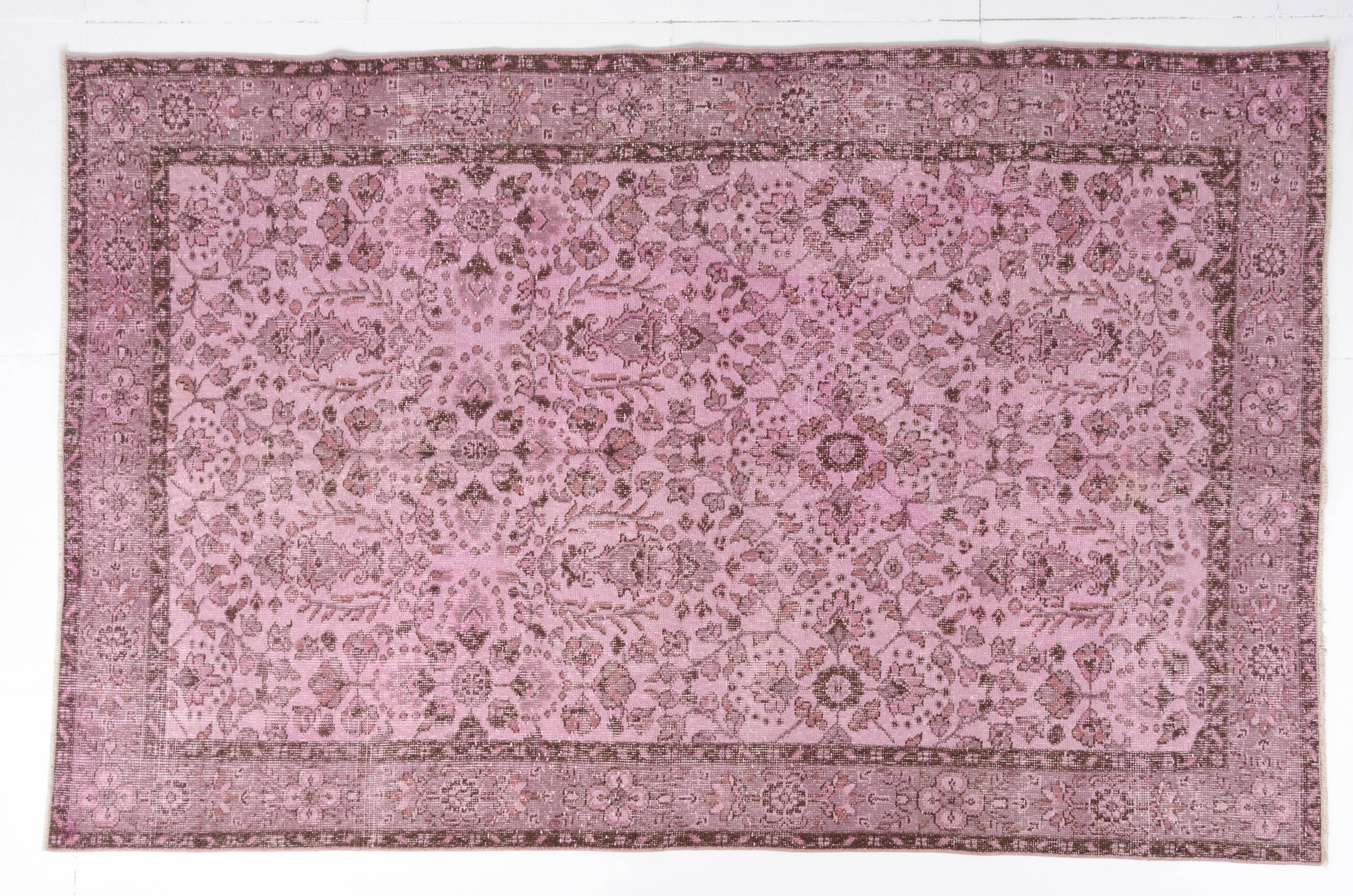 Light Pink Colour Handmade Vintage Turkish Rug