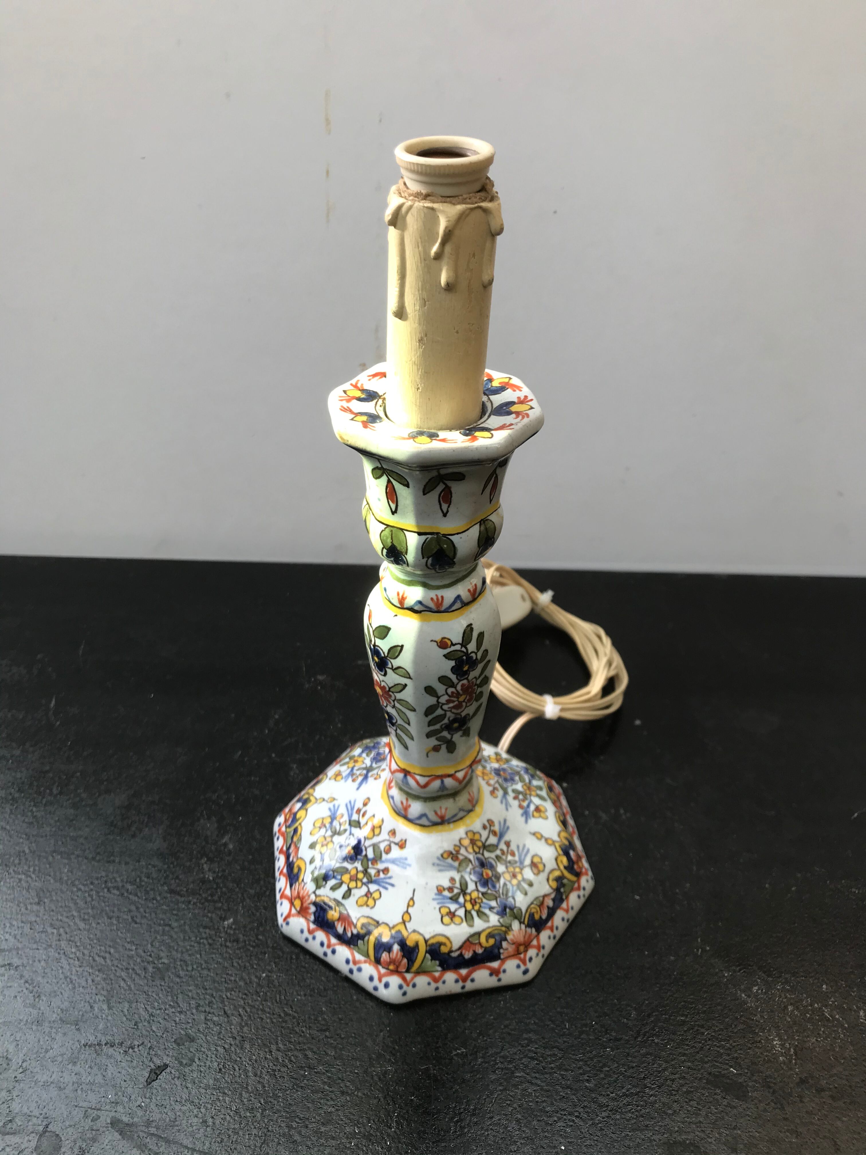 Former Moustiers ceramics painted vintage candlelight