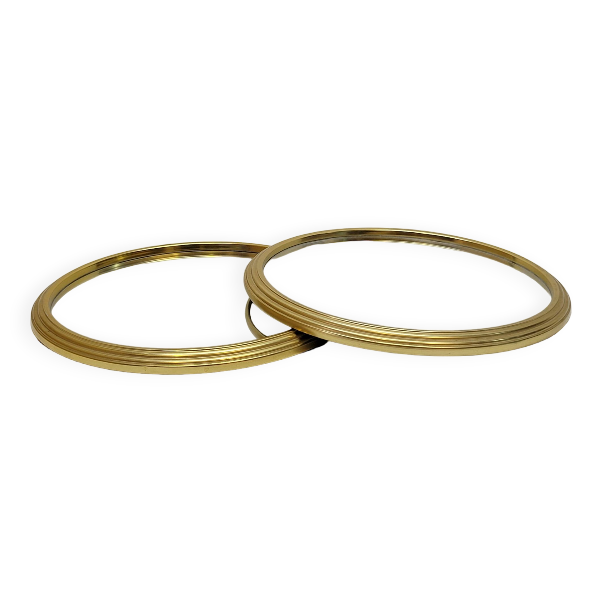 2 Vintage Mirrored and Gold Aluminum Serving Trays