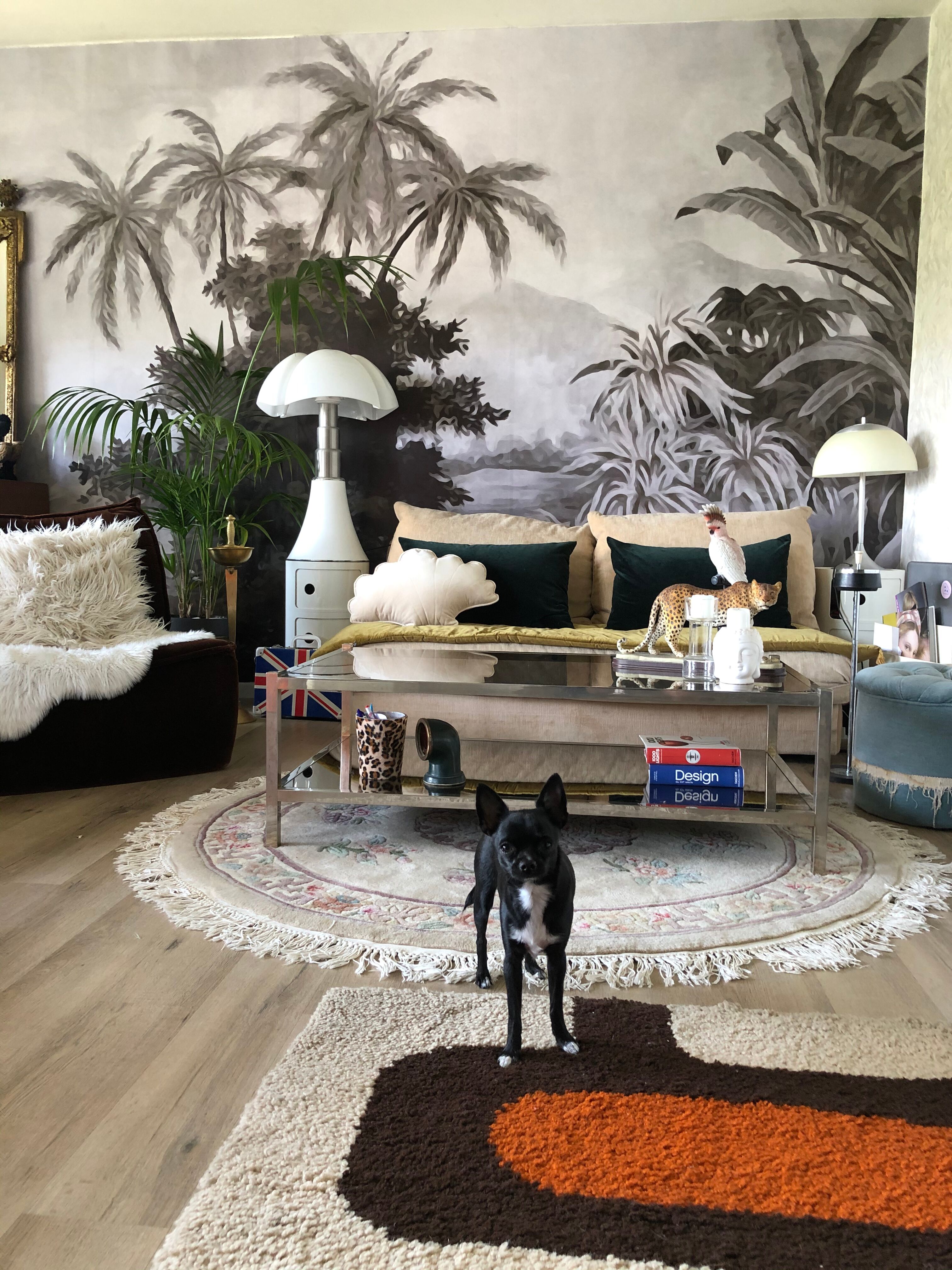 Coffee table 70s metal and smoked glass