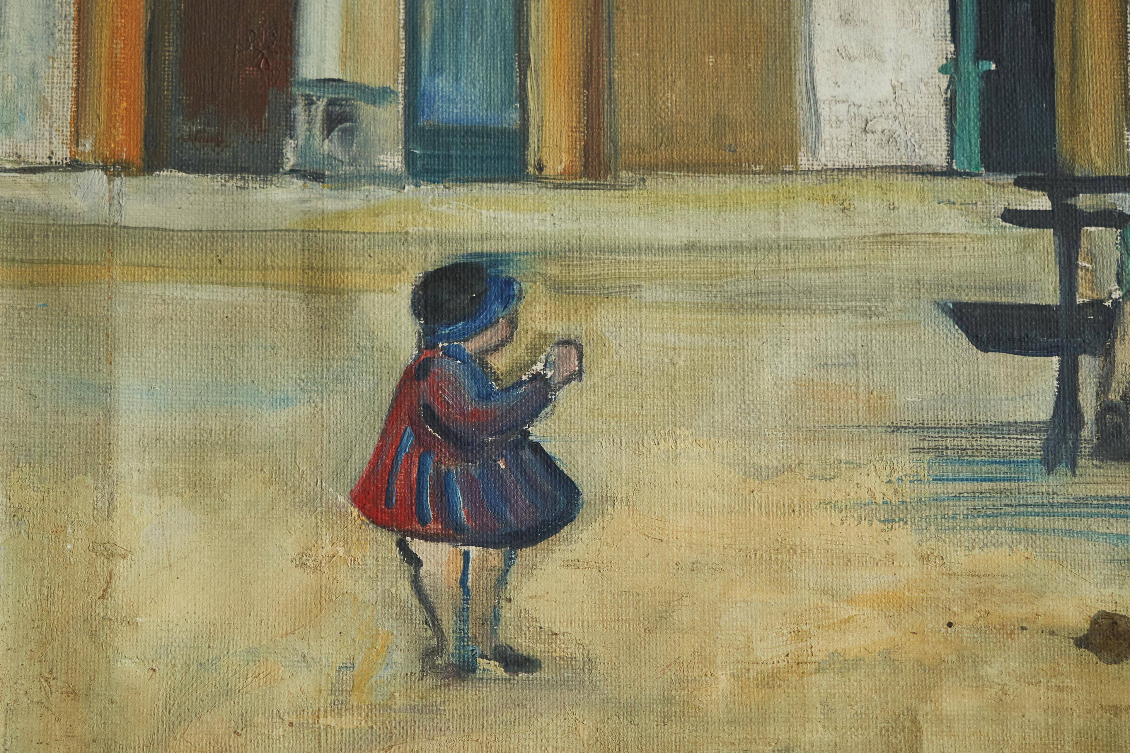 Fritz Stäger 'Dorfanger' Huile sur Toile 1928
