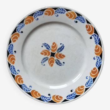 Vintage plate art deco flower pattern Sarreguemines Digoin France chin model