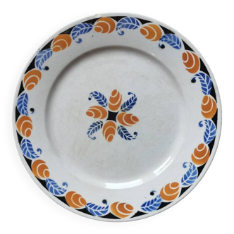 Vintage plate art deco flower pattern Sarreguemines Digoin France chin model