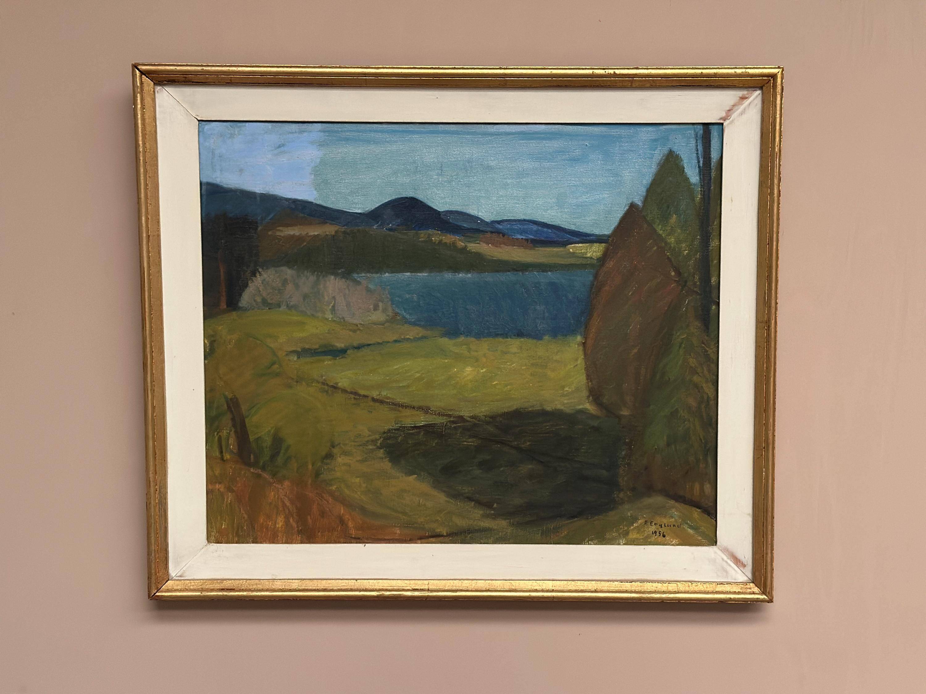 Swedish Oil on Canvas – “Landscape” by Per Englund – 1956