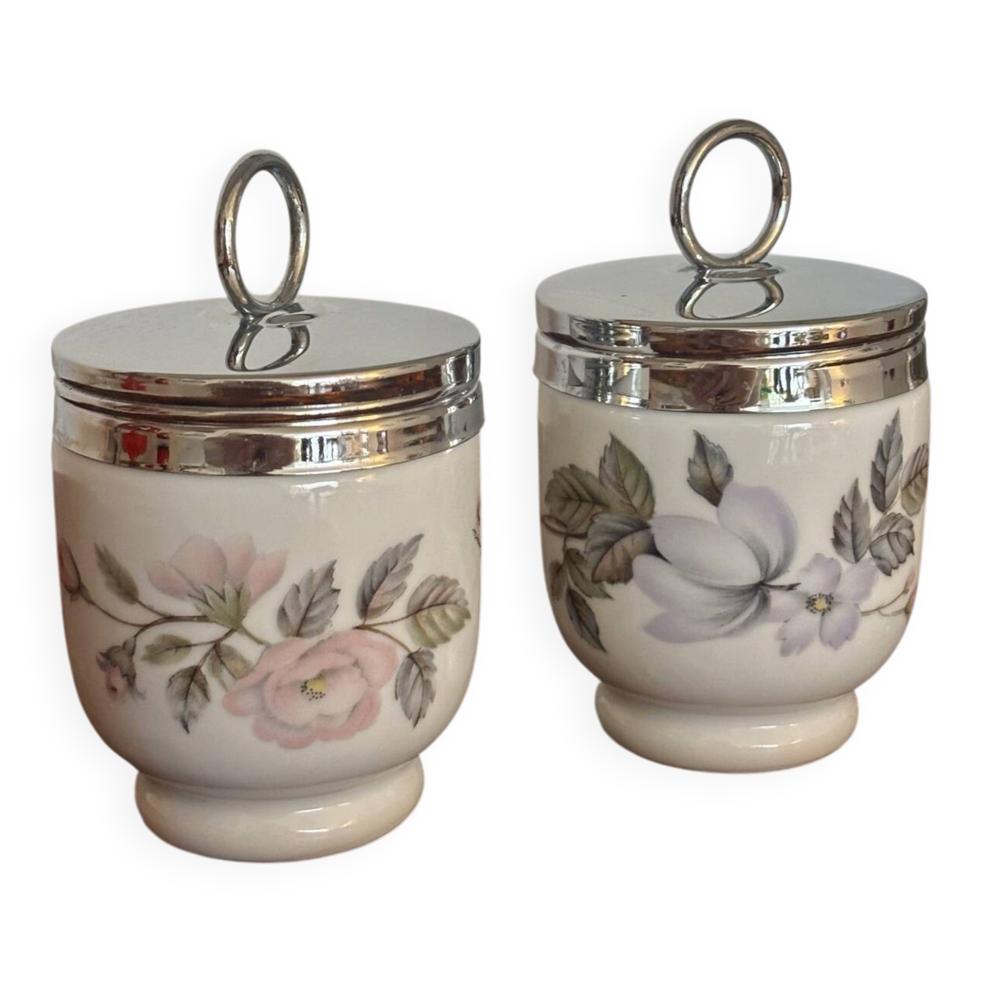Set of two egg coddlers porcelain Royal Worcester