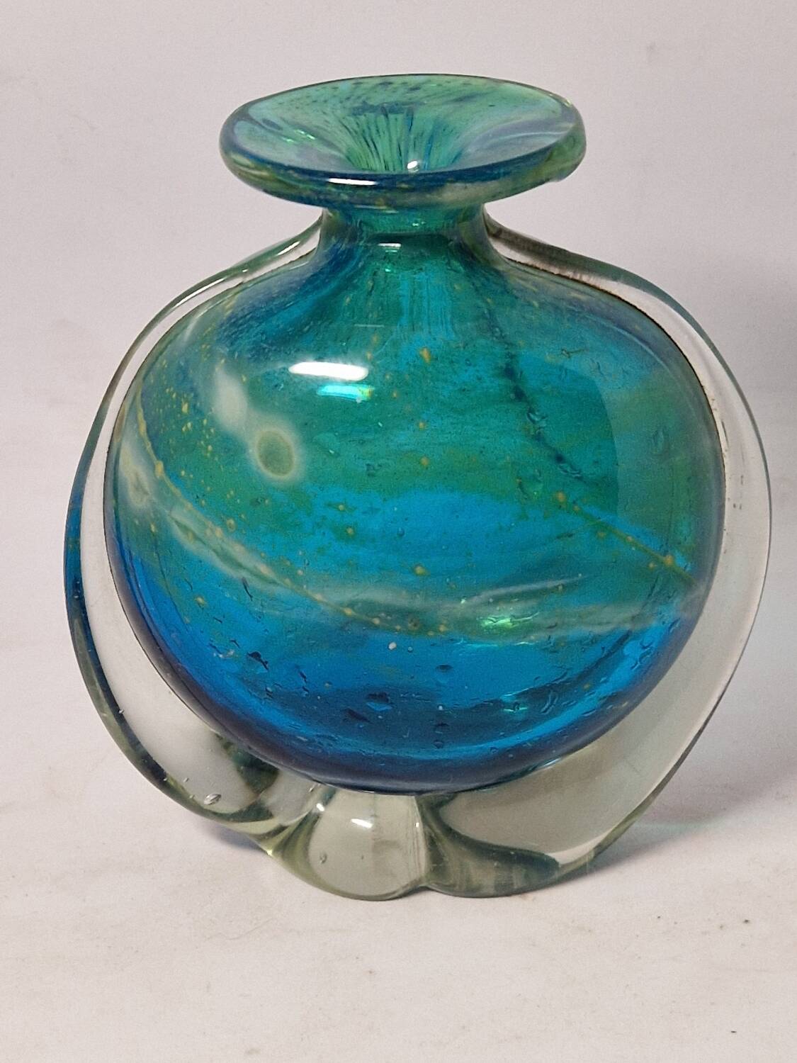 Blue vase signed MDINA Michael Harris