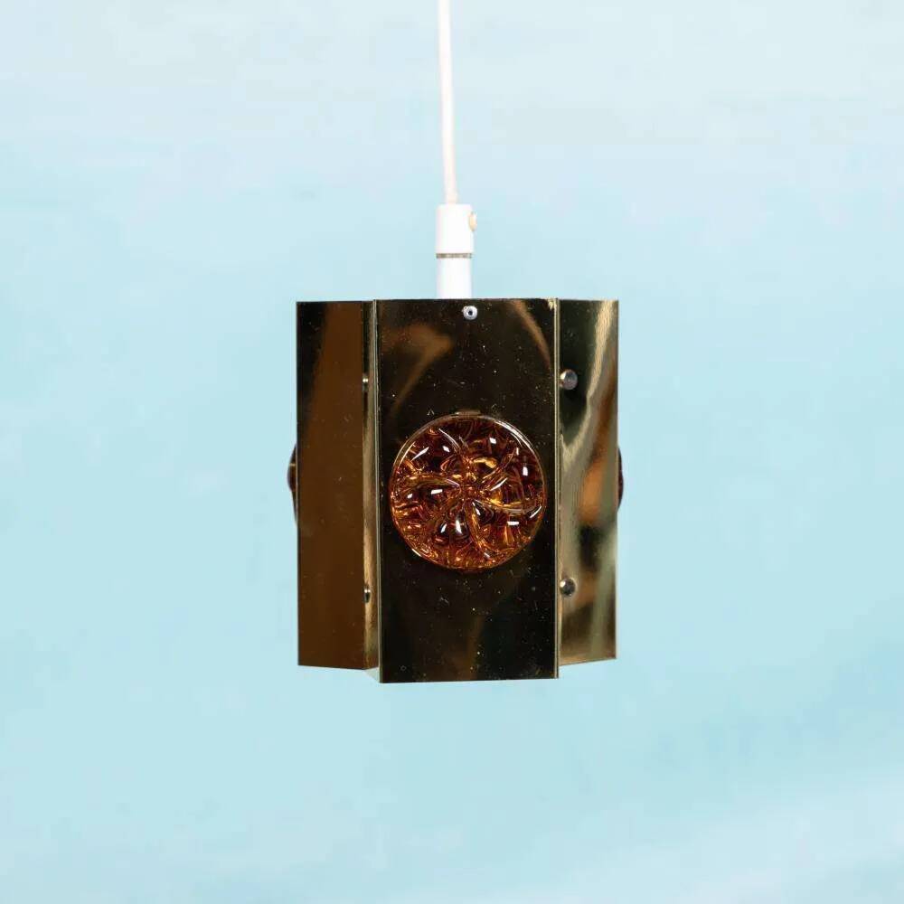 Vintage Danish Design Vitrika Suspension, brass & glass