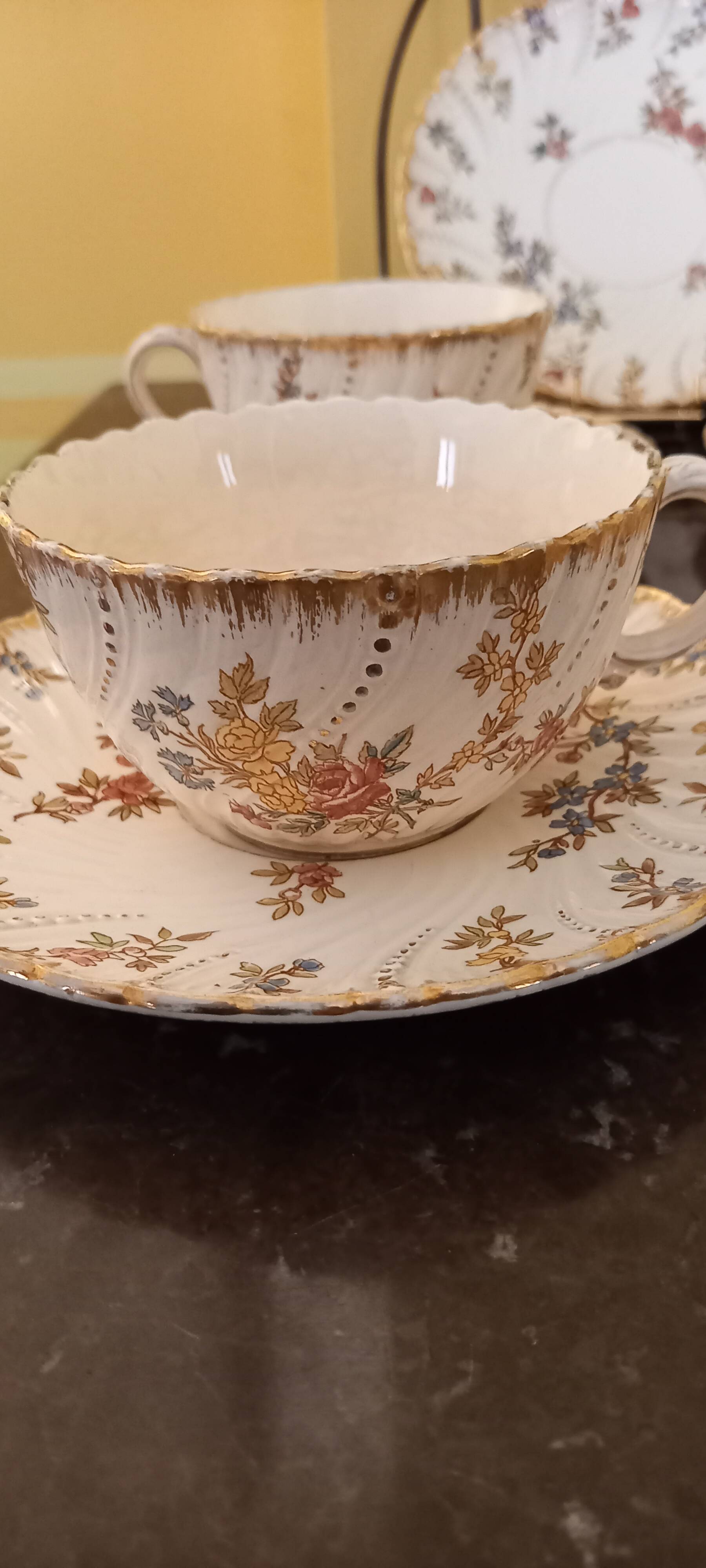Lots of Sarreguemines Louis XV cups
