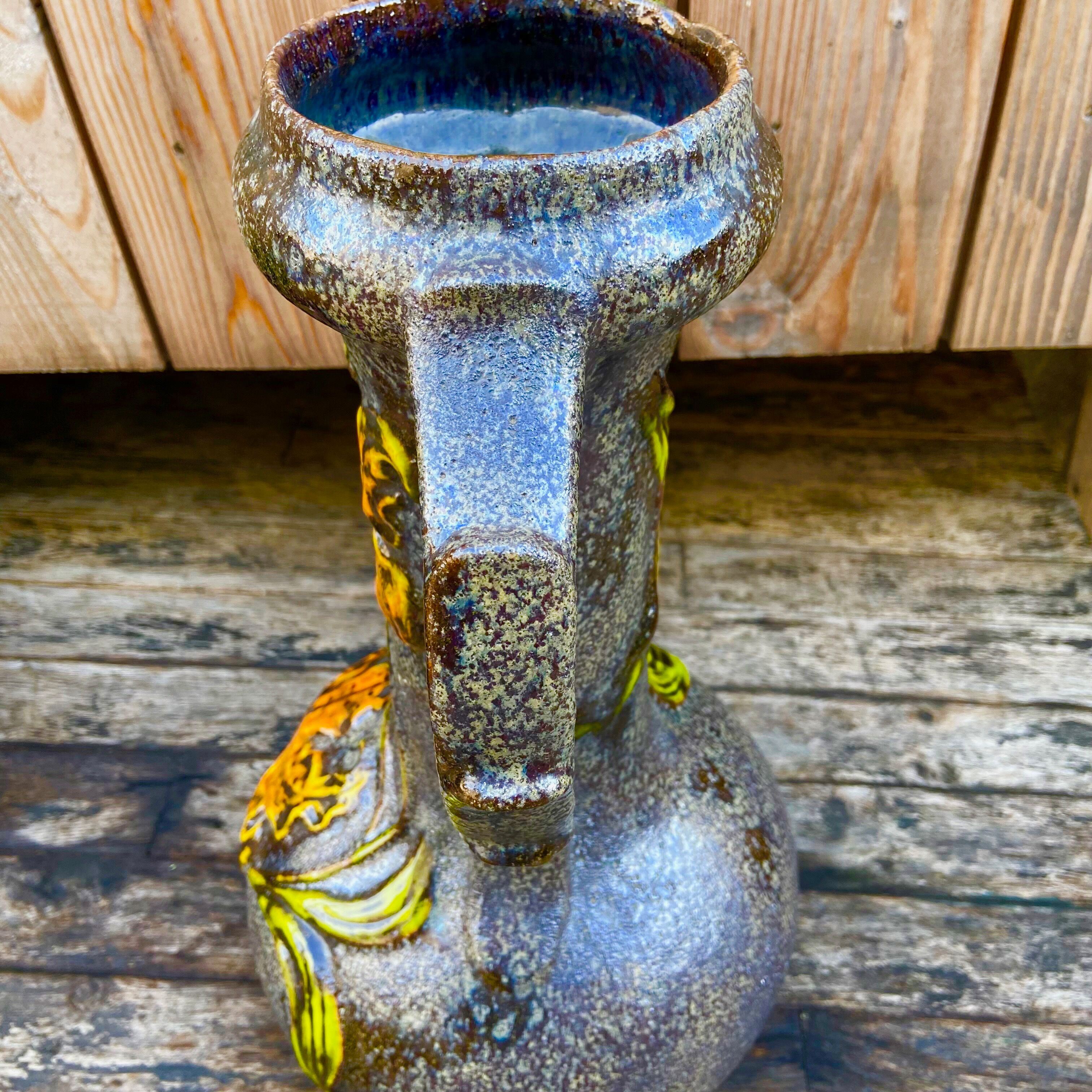 Vintage enamelled ceramic laying vase