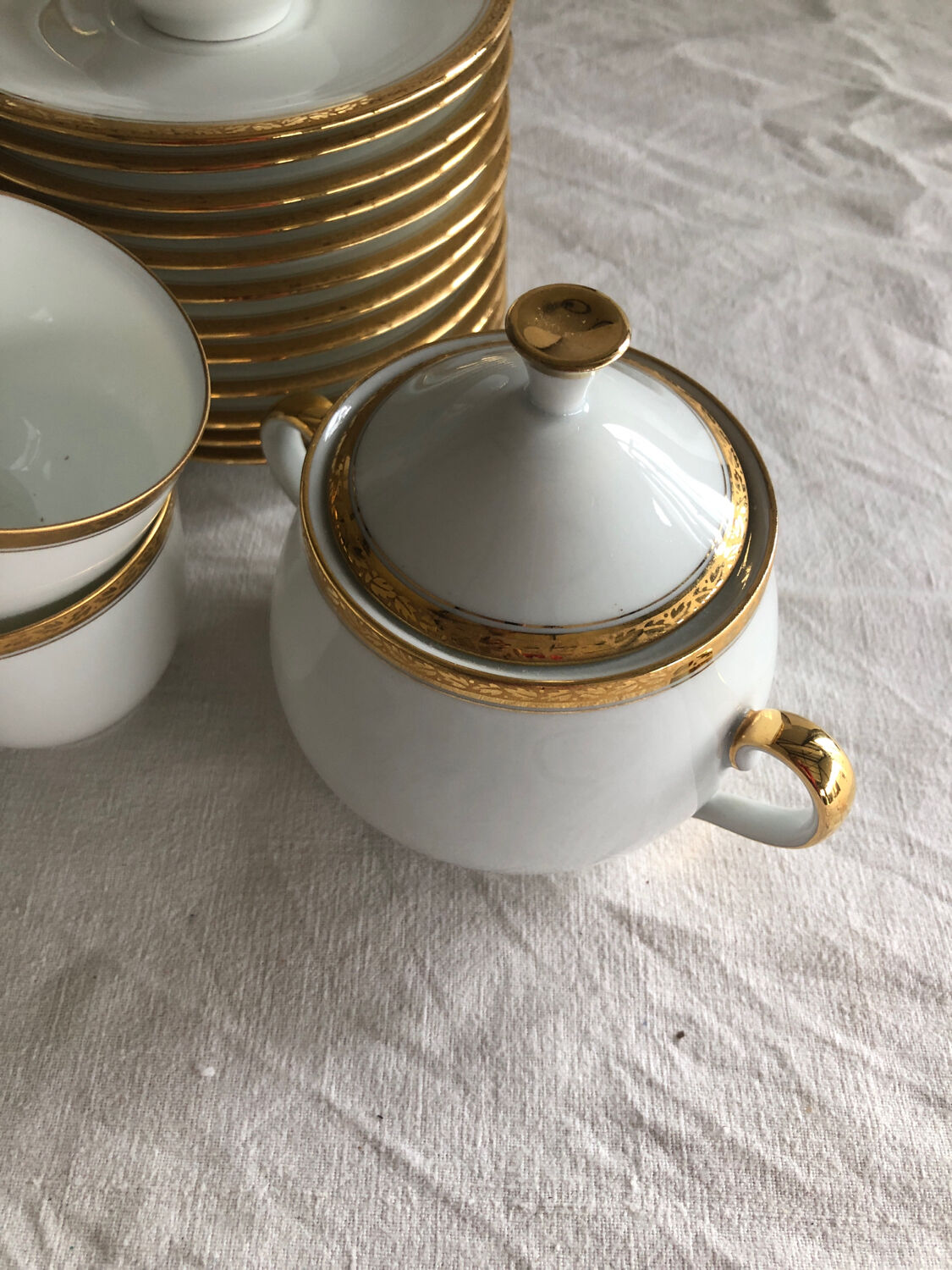 27-piece coffee and tea service in white Limoges porcelain Georges Boyer