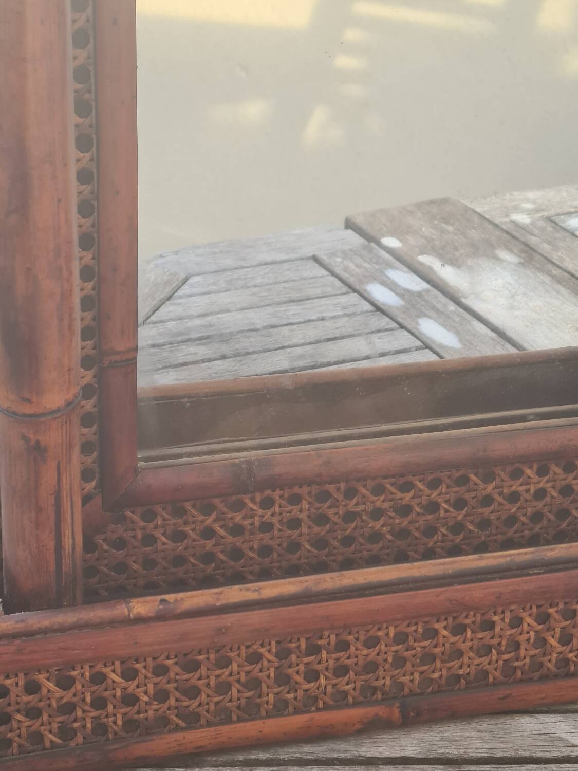Vintage bamboo and cane mirror