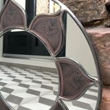 Mirror sun stained glass and ceramic inclusions