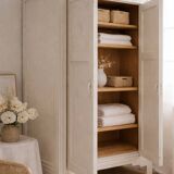 Re-enchanted Art Deco wardrobe in beige.