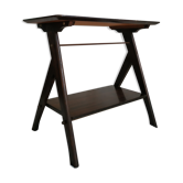Dark wood console varnished compass feet