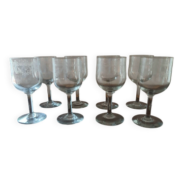 Set of 8 crystal glasses from Meisenthal - Pasteur model - Empire decor