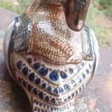 Ceramic signed duck in glazed stoneware, vintage 1960.