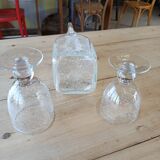 Antique blown amber bubble glass jar