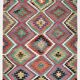 6x7 Kilim Multicolor Geometric Style Anatolian Kilim Rug, 166x230 Cm