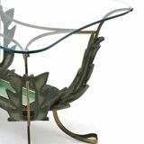 Rectangular Brass and Varnished Metal Coffee Table by Pierluigi Colli, Ital