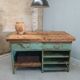 Industrial workbench kitchen island sideboard sea green with drawers