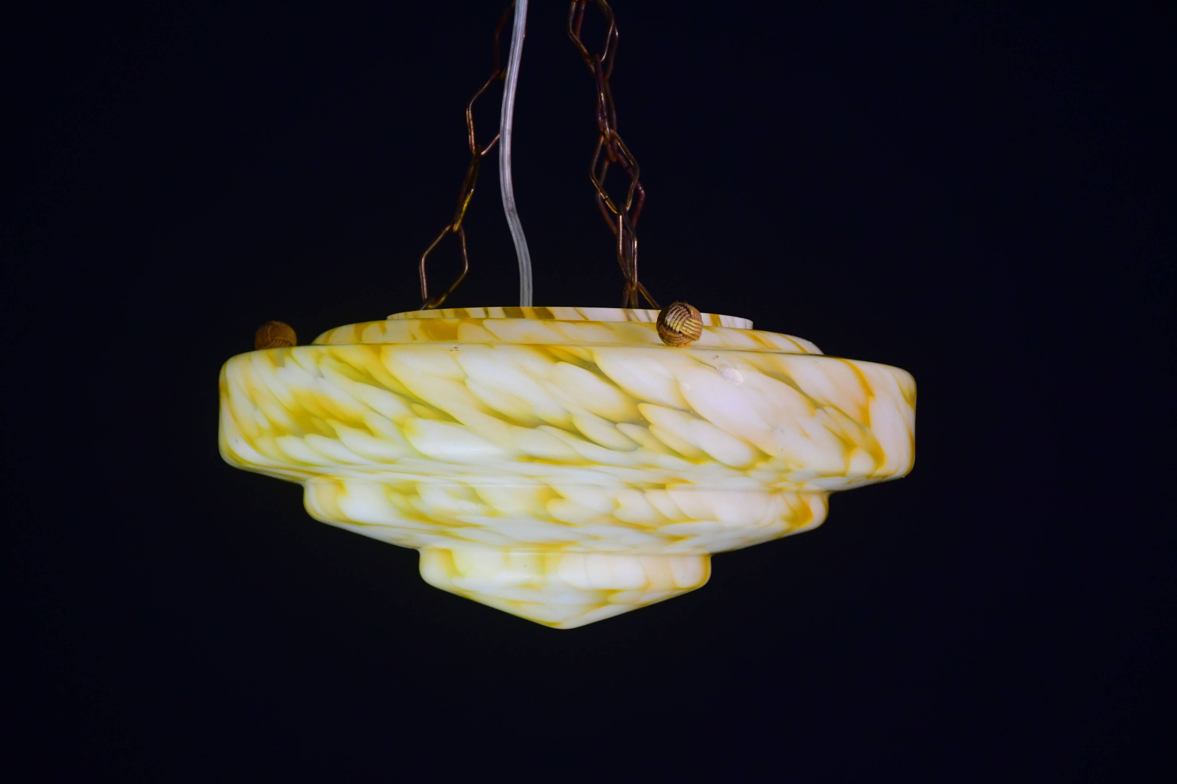 Art Deco yellow Murano glass pendant, 1950