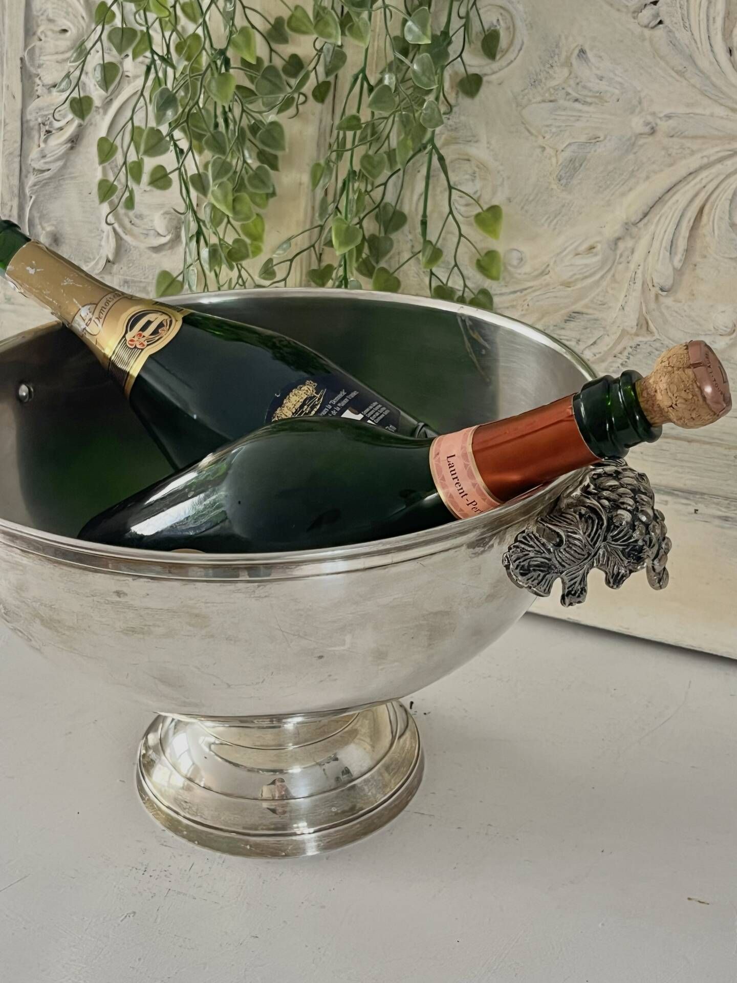 Champagne bucket Silver Plated with Grape Handles, Cl