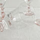 4 verres à vin pied rose en verre bullé vintage