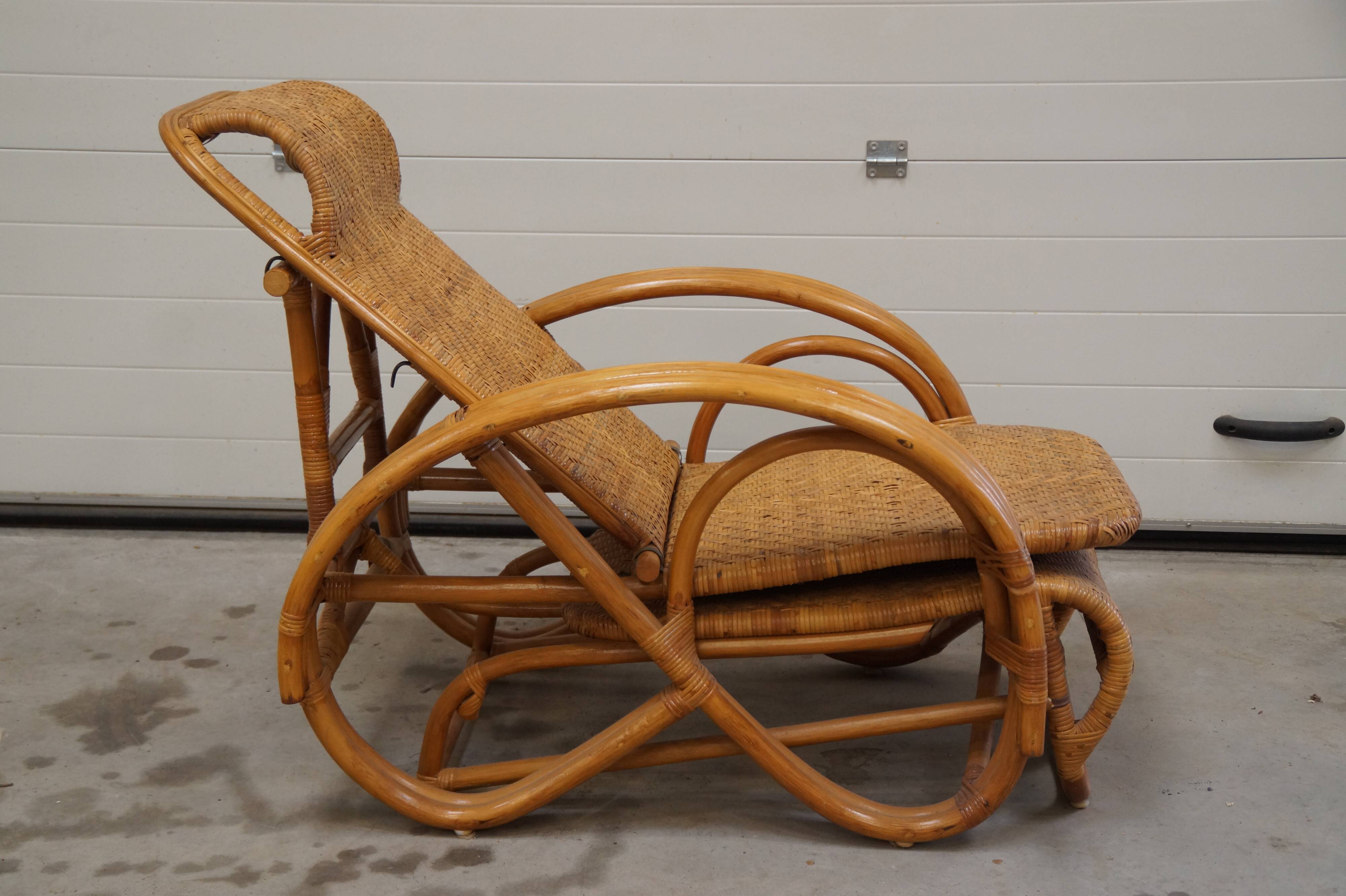 Chaise longue en rotin