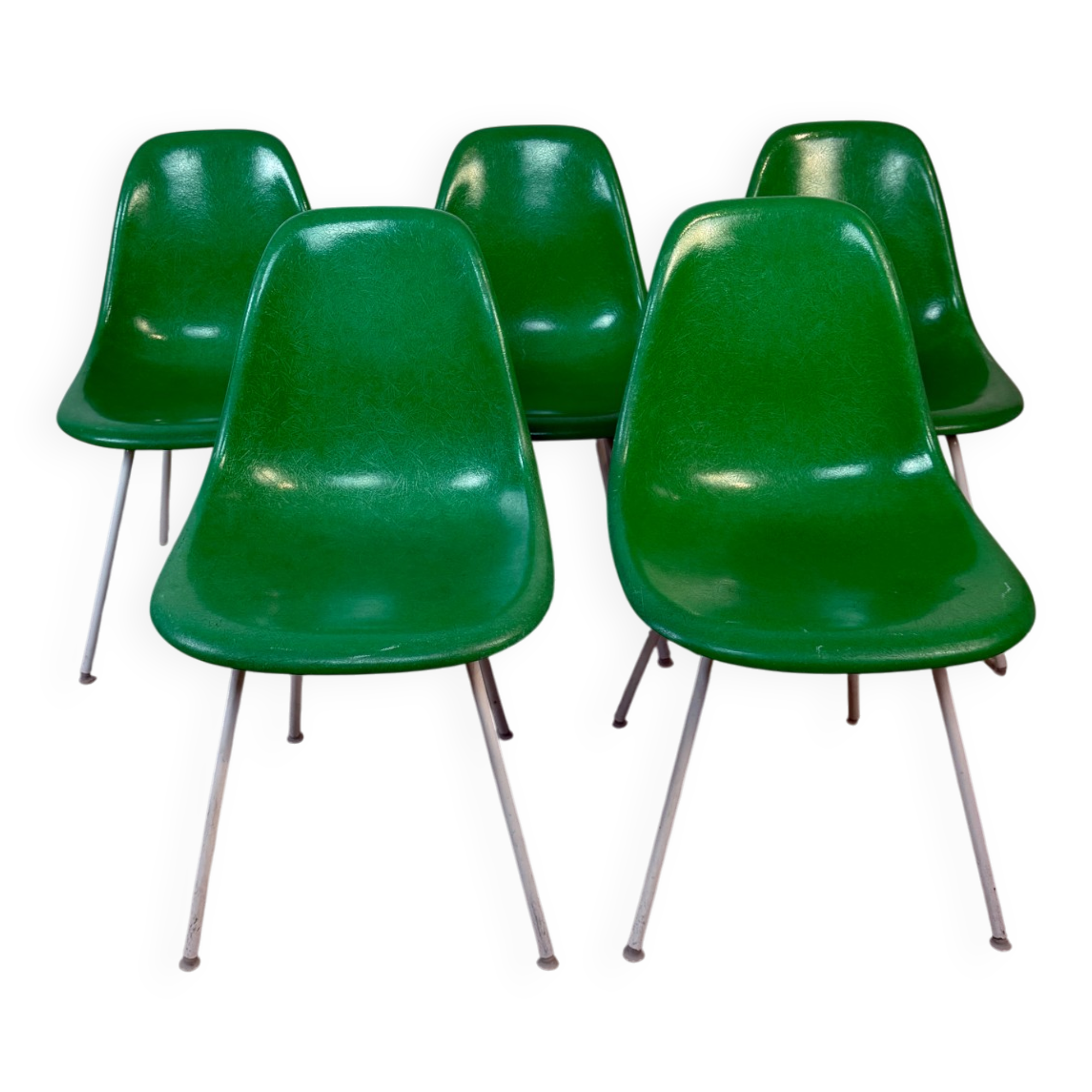 Lot de 5 chaises Eames Herman Miller en fibre de verre ve