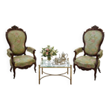 Coppia di Poltrone d'Epoca "Balloon Back" – Stile Rococò Revival (XIX Sec.)