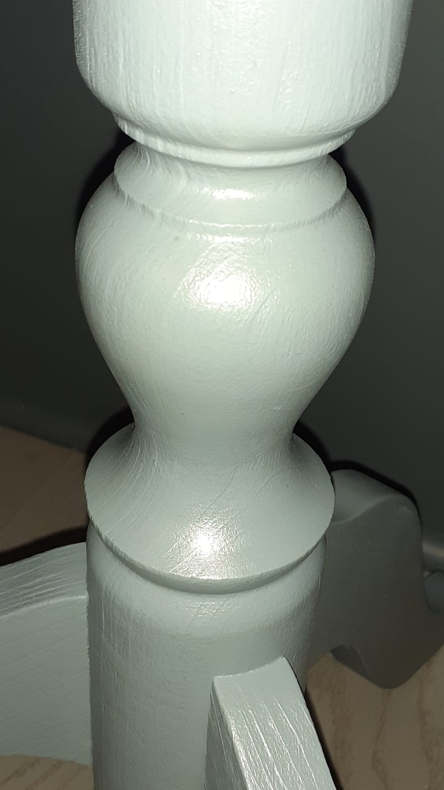 Gray and natural pedestal table