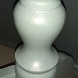 Gray and natural pedestal table