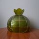 Vintage green and gold mother-of-pearl and brass pendant lampshade, bohemian country decoration