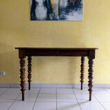 Large walnut desk with turned legs