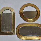 Set of three antique Moroccan brass mirrors, 32 cm