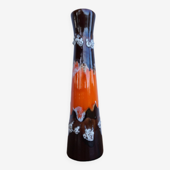vase solitaire en faïence émaillé polychrome décor lave Edgard Bouchter