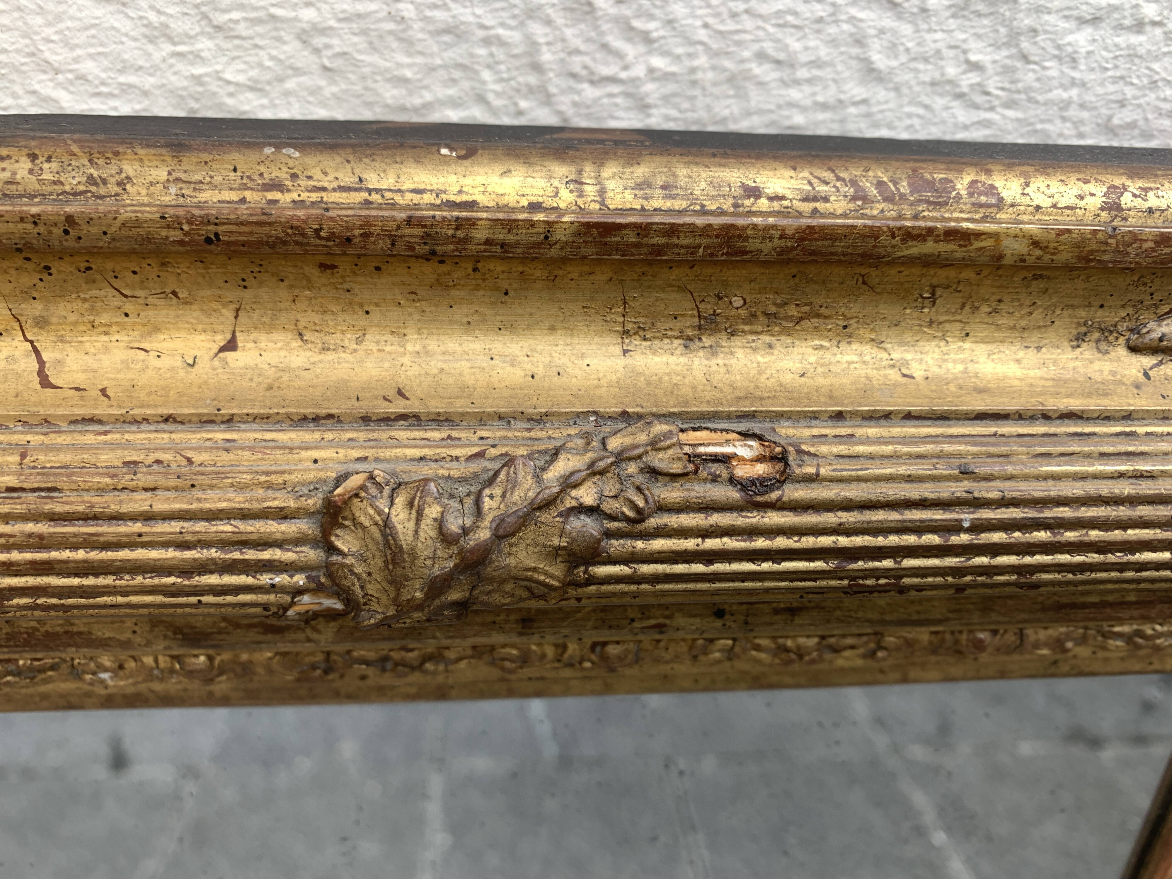 Old style mirror Restoration in gilded stucco wood, 80 x 59 cm