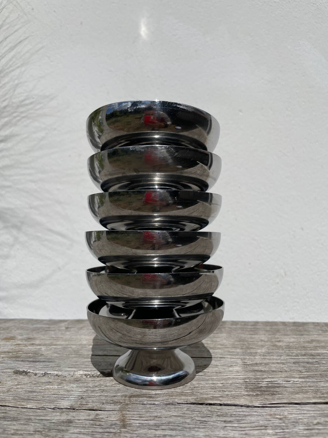 6 coupelles en inox 1970