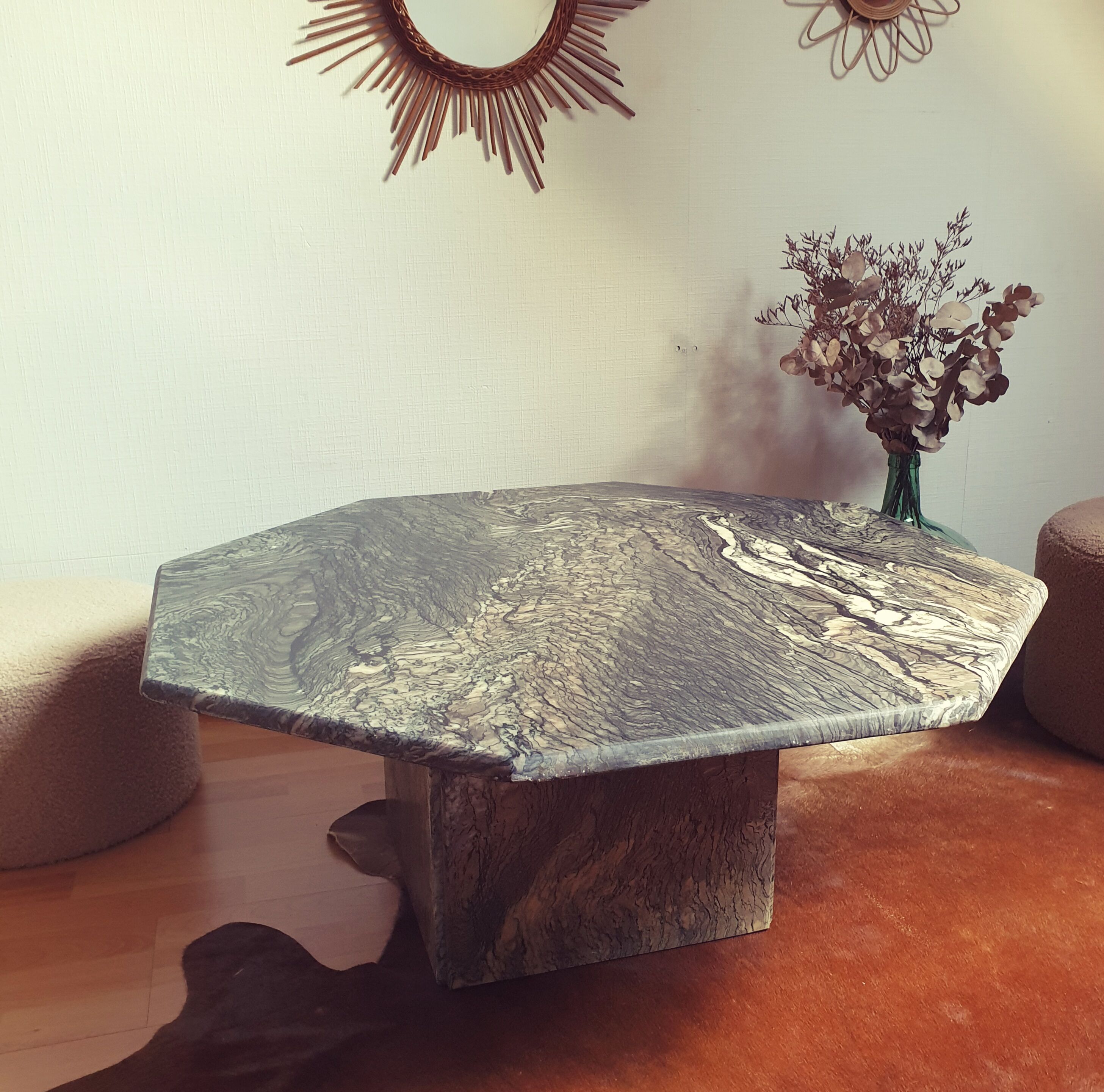 Vintage marble coffee table Rochebobois 70s