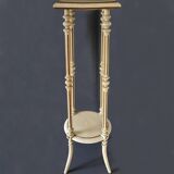 Antique wooden side table with white patina H112cm
