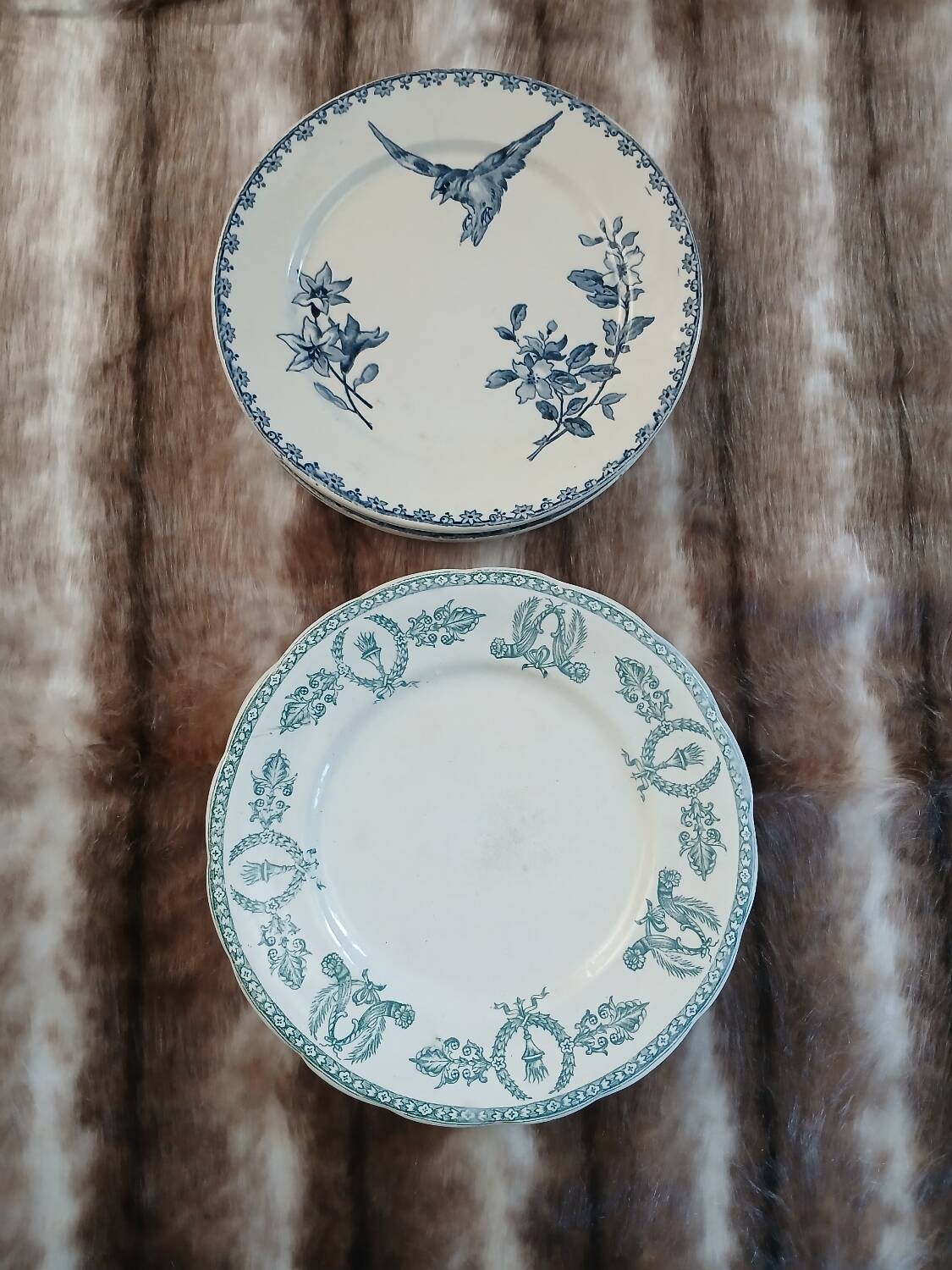 8 antique dessert plates in ironstone