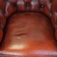 Red cow leather English chesterfield club chair