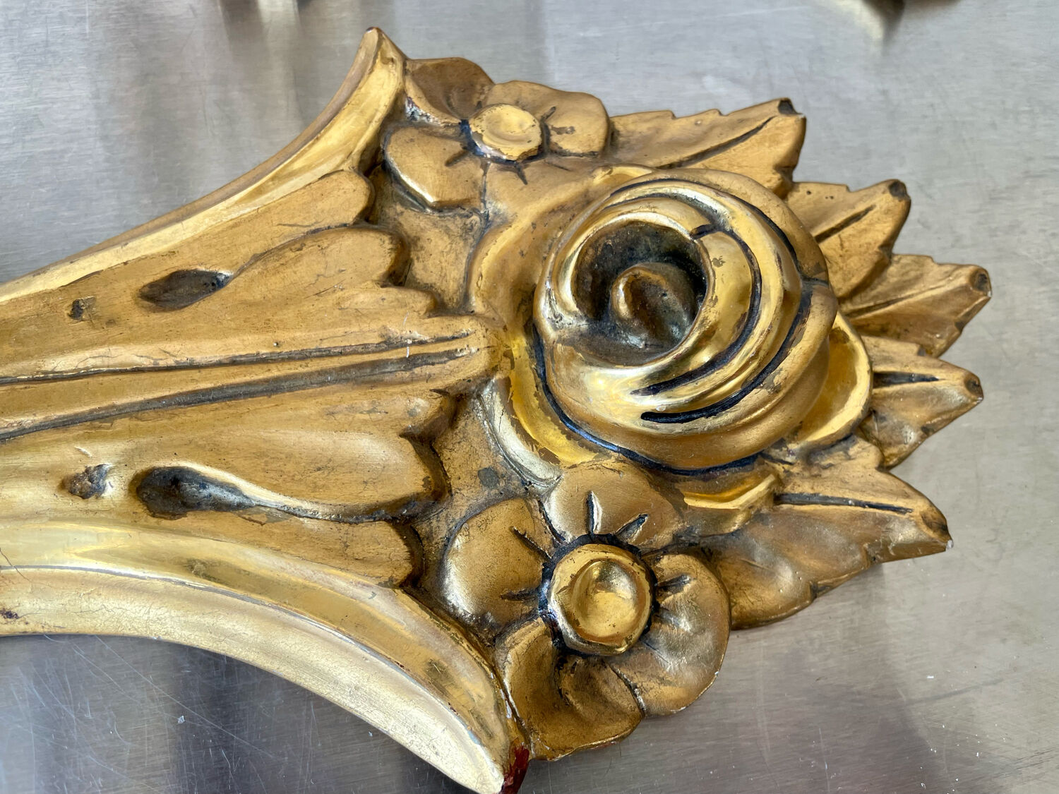 Pair of vintage gilded wood electric wall sconces