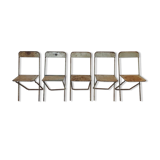 Set of 5 folding metal chairs