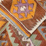 5x8 Green & Orange Tribal Vintage Kilim Rug, 146x255Cm SK 33083