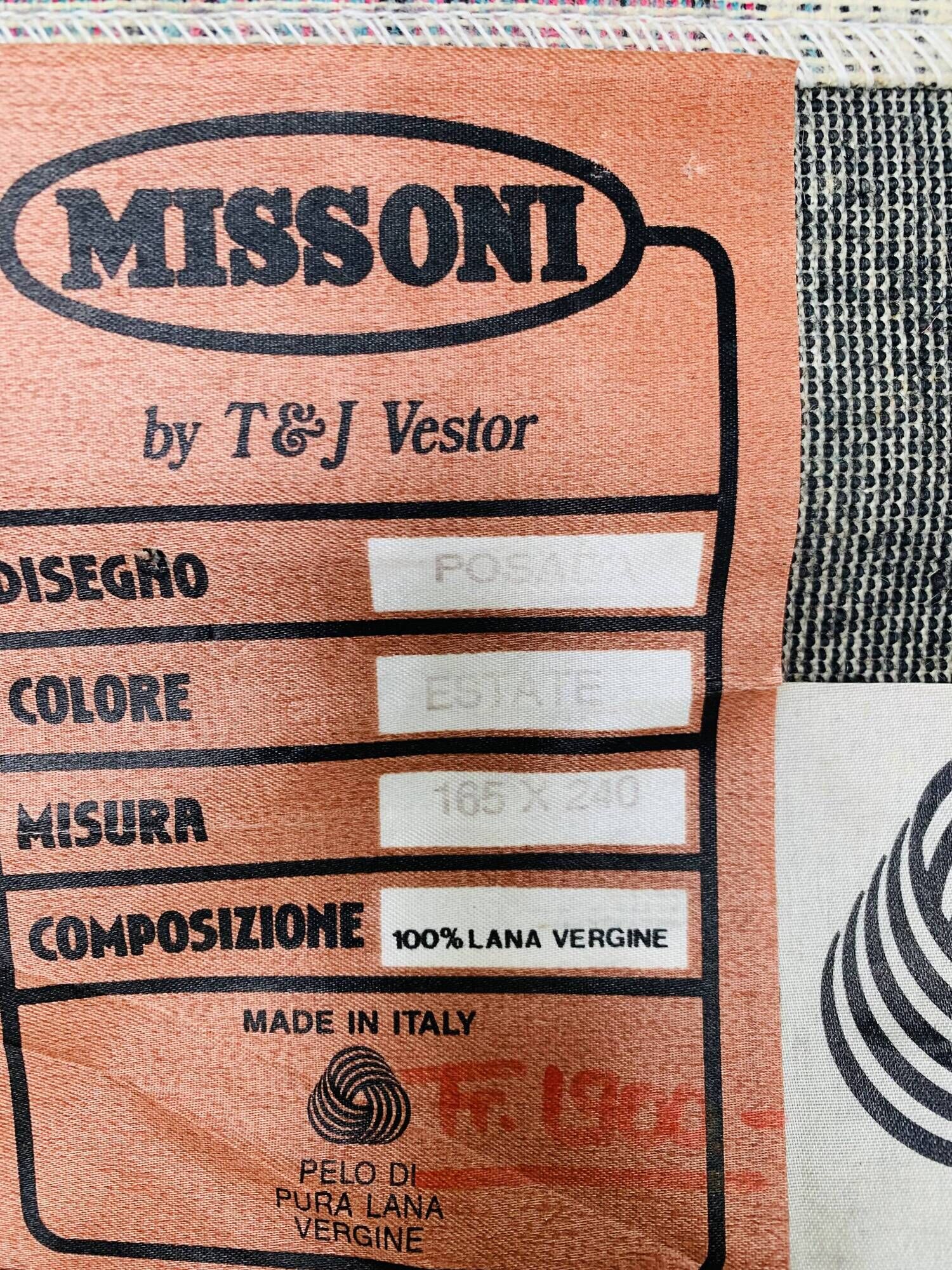 Geometric rug Missoni T&J Vestor model Posada, 1980s
